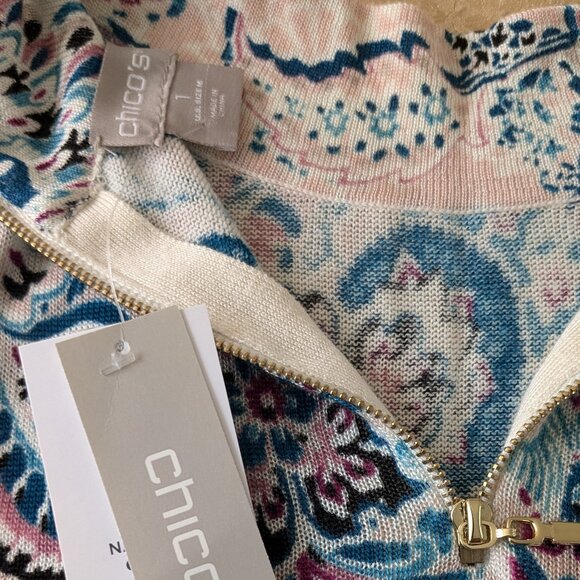NWT CHICO’S Paisley Lace-Print Mock-Neck Pullover Size M (Chico’s Size 1) - Picture 7 of 7